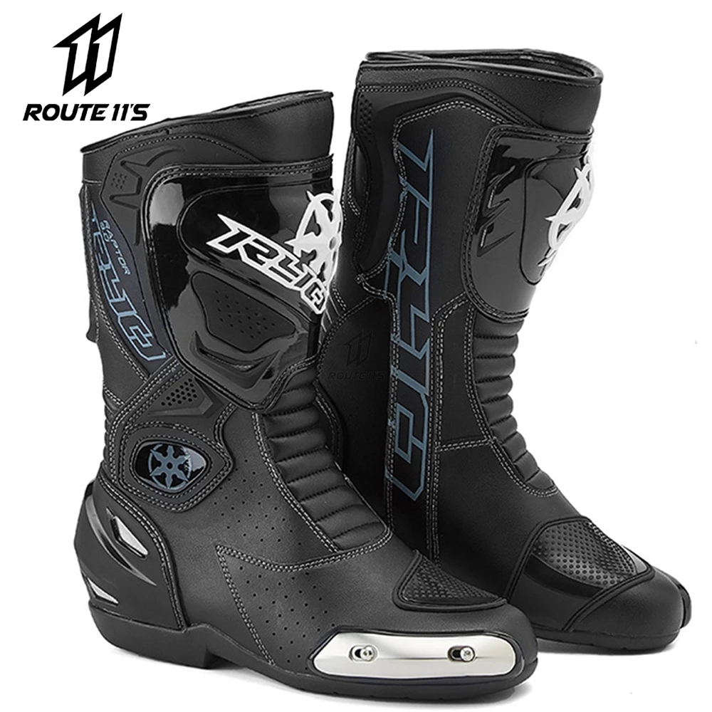 Motorcycle Boots Motocross Men Leather Botas Moto Motorbike Racing Riding Shoes Black Red For 4 Season | Автомобили и мотоциклы
