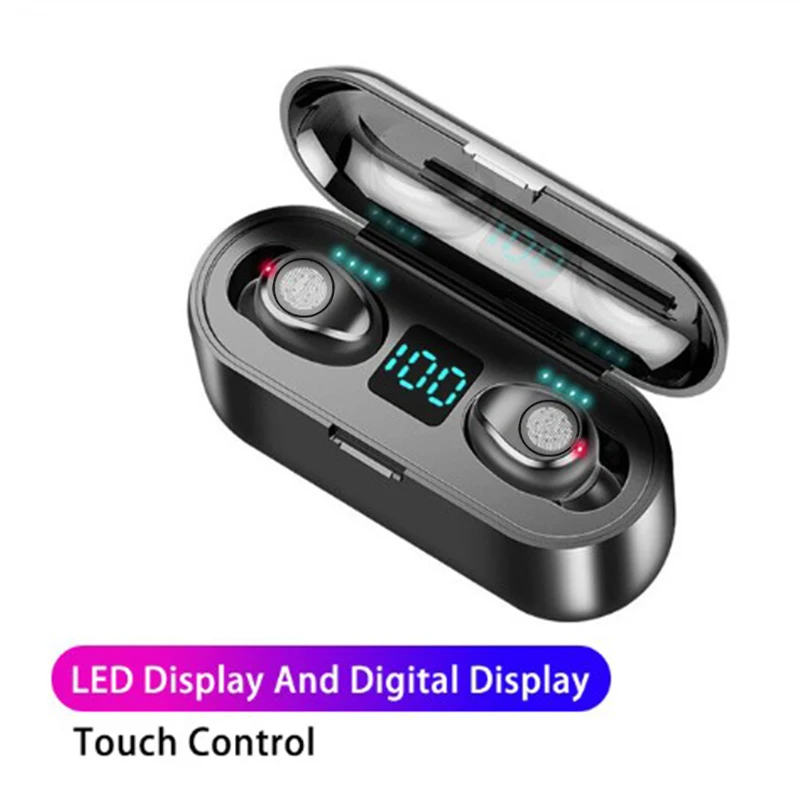 F9 TWS беспроводные наушники Hifi Bluetooth наушники сенсорные спортивные наушники Поддержка siri с микрофоном зарядный чехол для redmi air dots