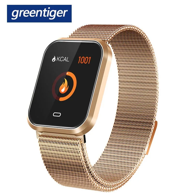 Greentiger CD16 Смарт-часы для мужчин металлический браслет кровяное давление мониторинг сердечного ритма фитнес-трекер фотопереключатель спортивные часы
