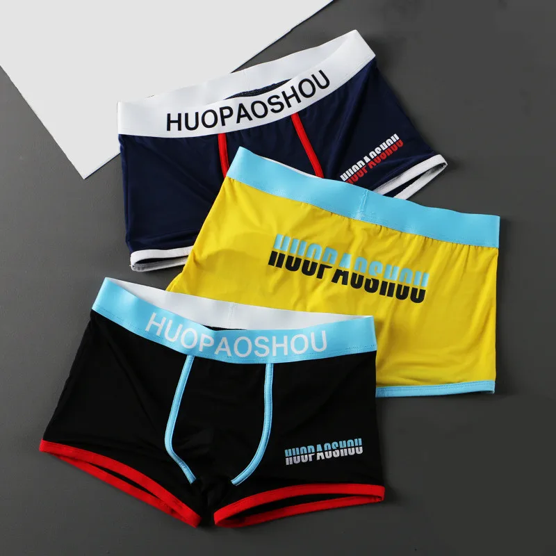 

New Men Stripe Letter Boxer Arrow Underwear Cotton Mens Boxers Loose Panties Cuecas Masculina Man Underpant Boxershorts