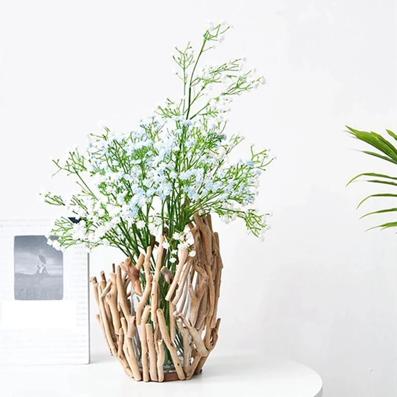 

Modern Wood Desktop Hydroponics Vase Living Room Bedroom Household Home Decoration Office Dried Flower Vase Arrangement