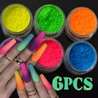 Неоновый пигмент для ногтей порошок для ногтей матовые флуоресцентные градиентные тени для век Блеск для ногтей Радужная акриловая пудра аксессуары для дизайна ногтей