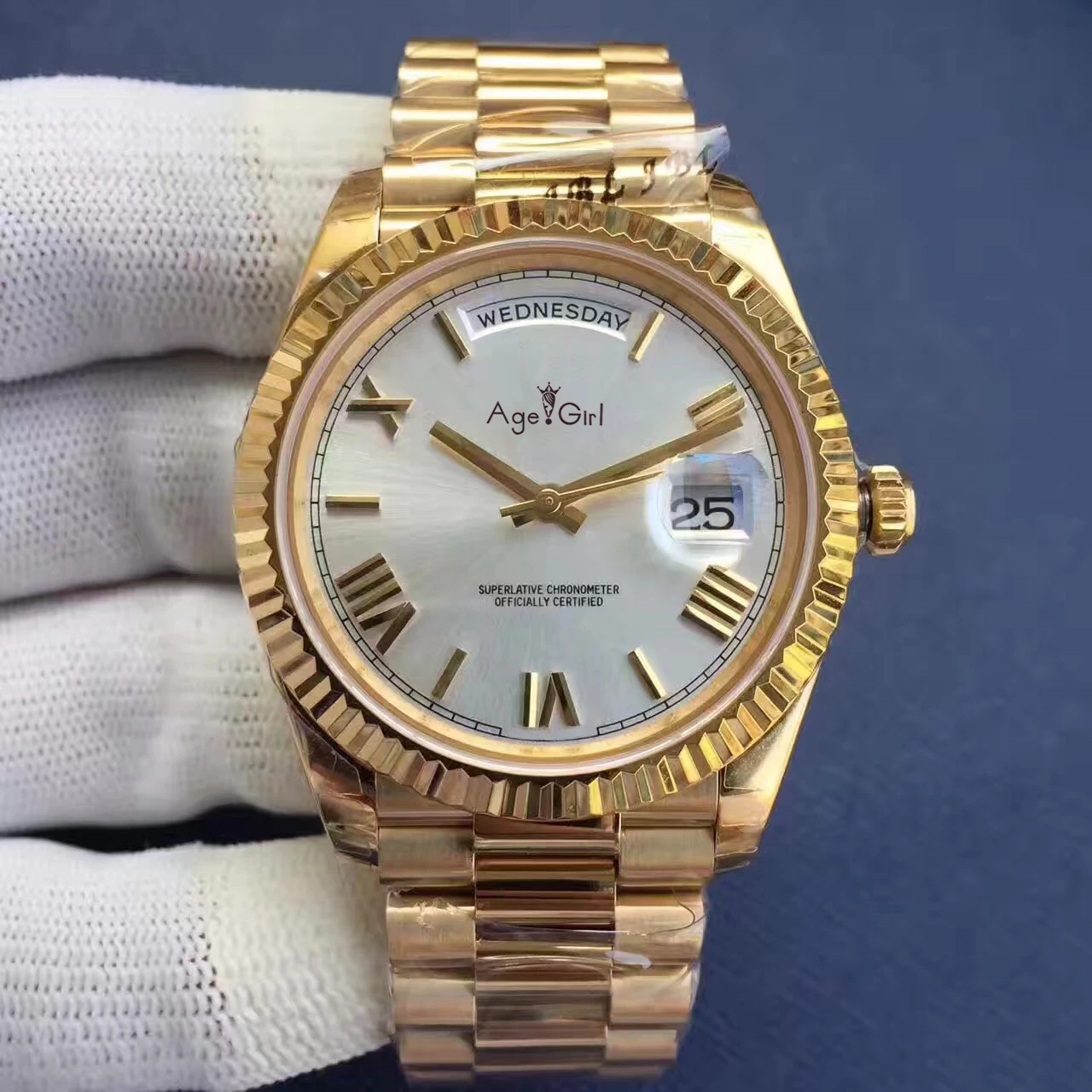 White Gold Роскошные брендовые новые мужские часы Daydate цвета: золотистый, серебристый, черный, синий, автоматические механические часы из нержавеющей стали сапфировые спортивные римские зеленые часы 41 мм - Цвет: White Gold