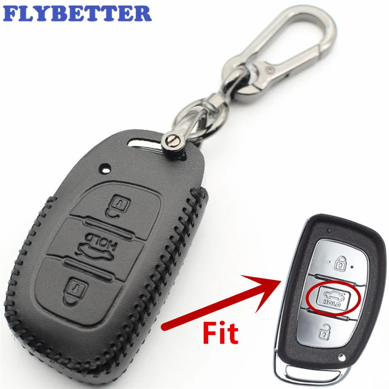 FLYBETTER чехол из натуральной кожи с 3 кнопками для Hyundai Sonata9/Tucson/Elantra/Verna L540|Футляр