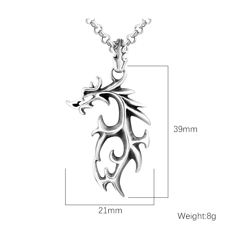 

Simple Fire Dragon Pendant Necklace Men Women Fashion Stainless Steel Rope Chain Necklace Punk Charm Necklace Jewelry Wholesale