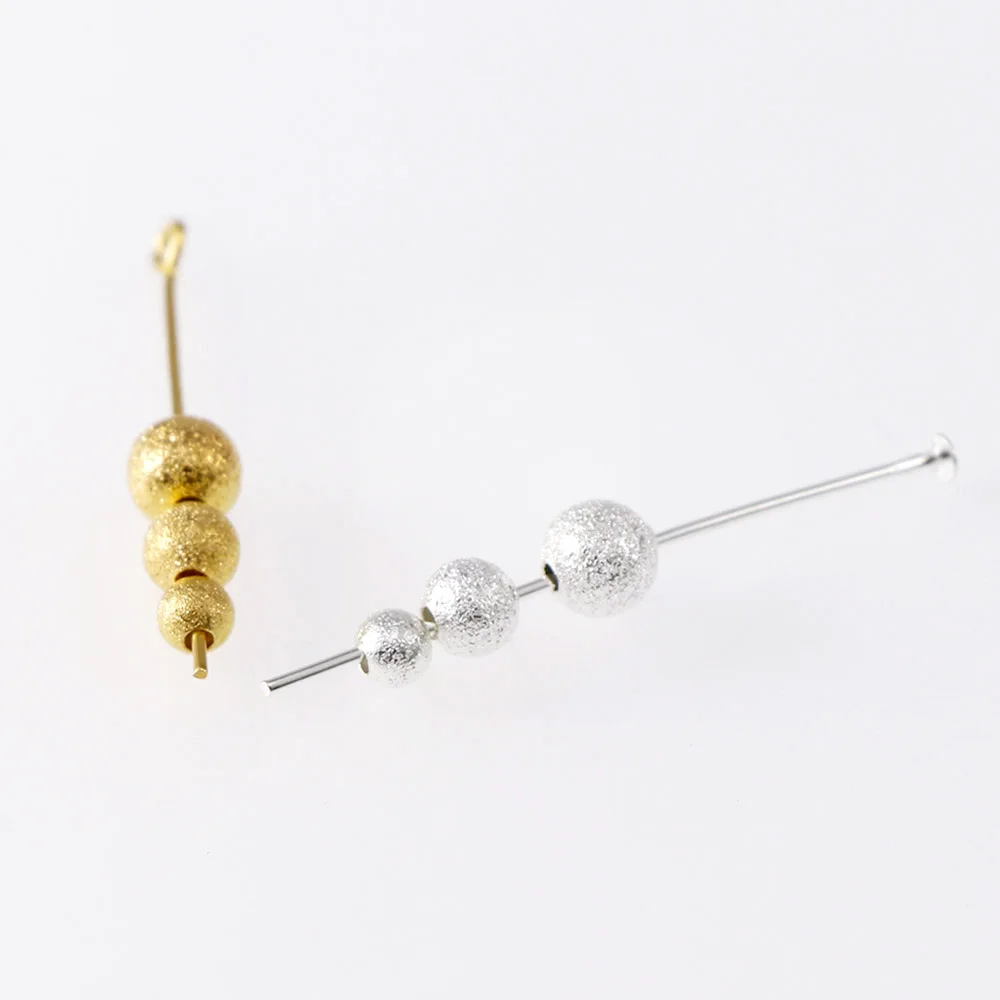 Золотистые и Серебристые круглые медные бусины разделители матовые для