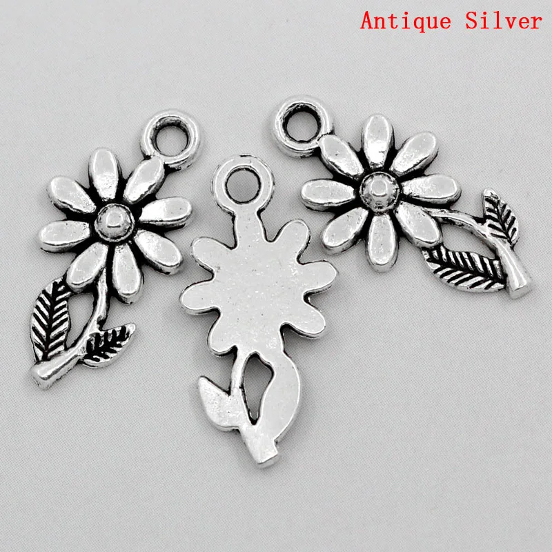 

Doreen Box Lovely Charm Pendants Sunflower Silver Color 19x10mm,100PCs (B23601)