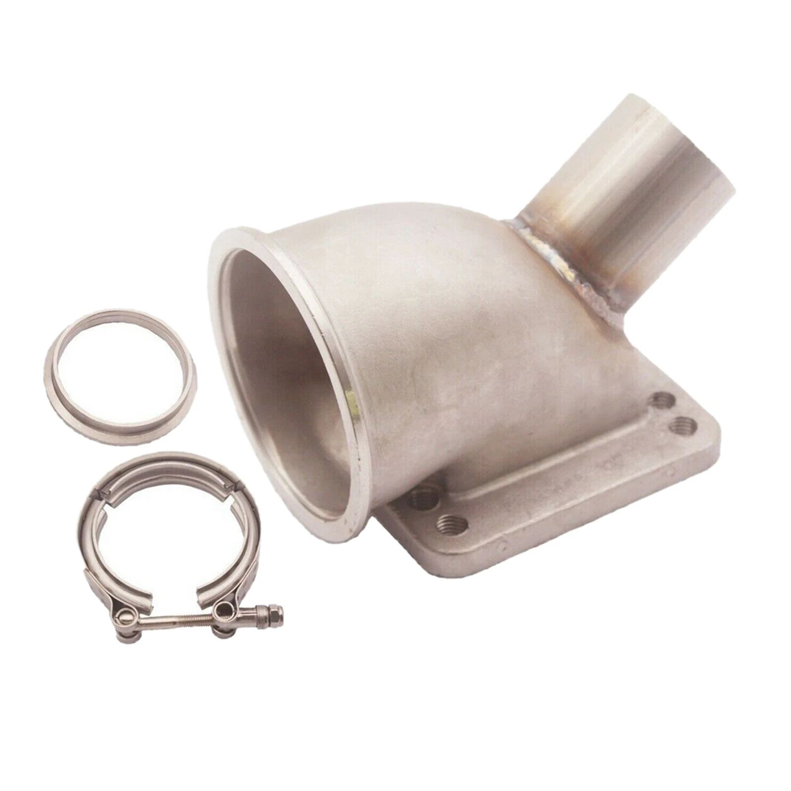 

90 Degree 3" Turbo Elbow Adapter T3/T4 to 2.5" V-Band with 1.75" OD Wastegate Tube Welded On the Side