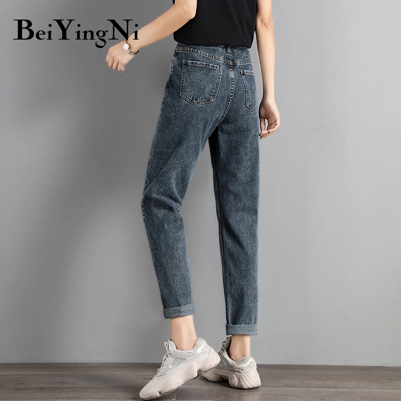 Beiyingni High Waist Jeans Women Vintage Harajuku Loose All-match Oversized Mom Boyfriends Cool Plus Size Cowboys Woman | Женская одежда