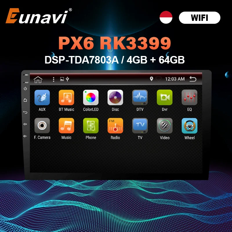 Eunavi DSP Android 10 автомобильный Радио мультимедийный видео плеер Универсальный 9 1