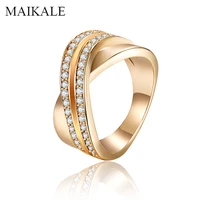 maikale vintage gold rings paved aaa zirconia big finger ring wedding band rings for women accessory fashion jewelry gift