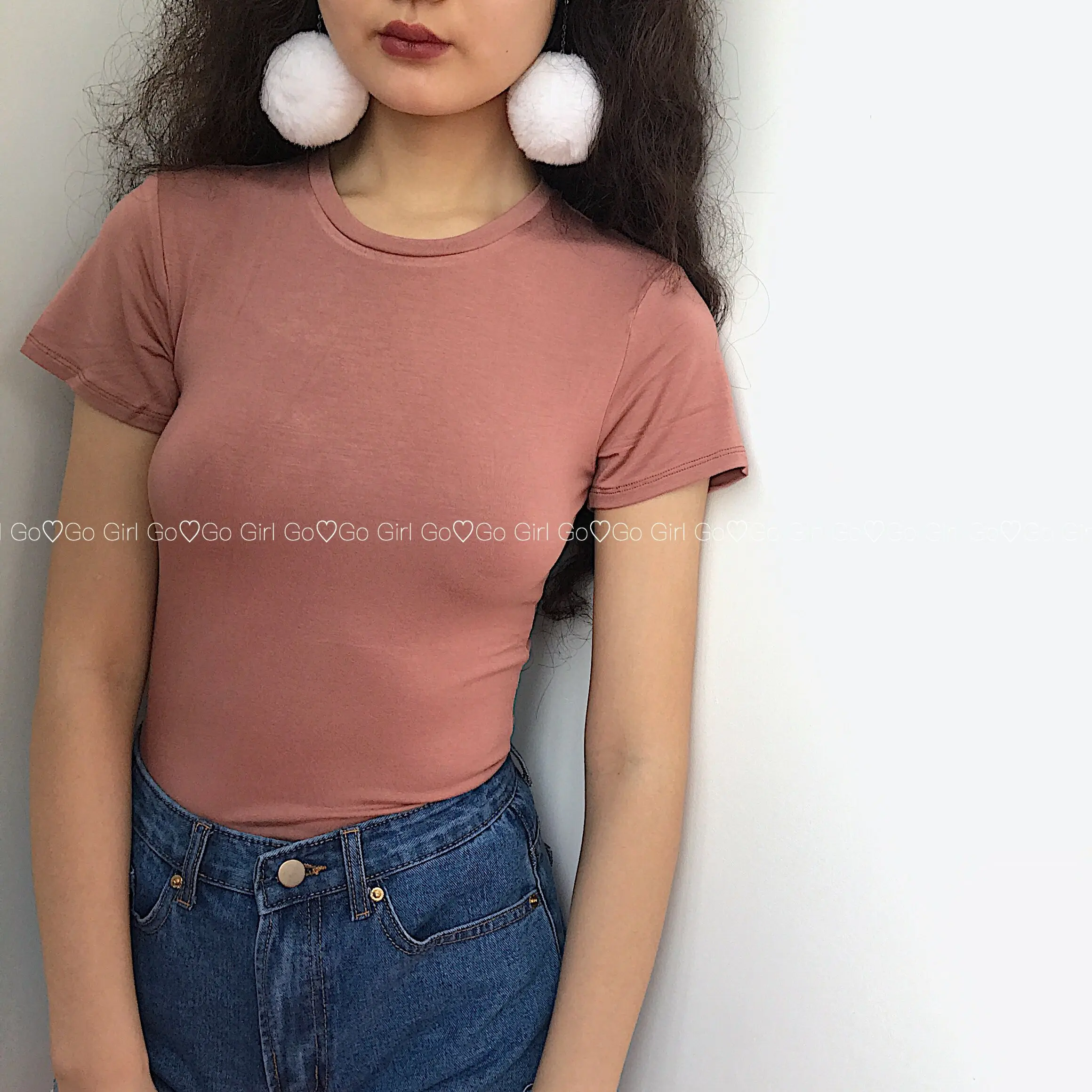 

Ef5126wanwan однотонная Базовая Модальная футболка с коротким рукавом и круглым вырезом