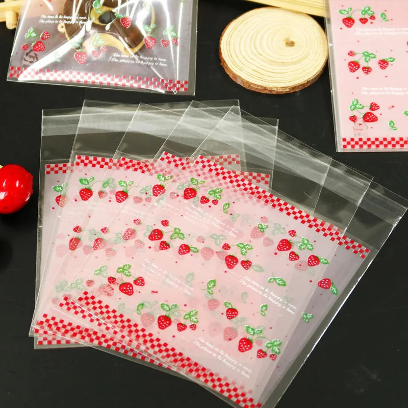100 шт. классические пакеты для печенья в виде клубники самоклеящиеся Свадебные