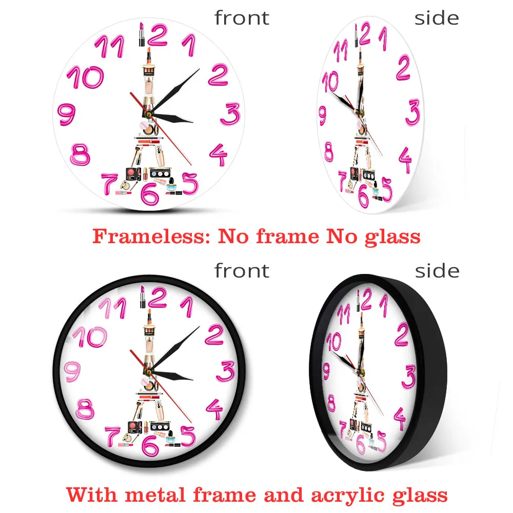 Парижская косметика современные настенные часы Эйфелева башня девушка комната