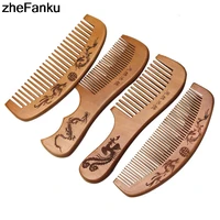1 pc natural peach wood hair comb close teeth anti static head massage hair care wooden tools beauty accessories