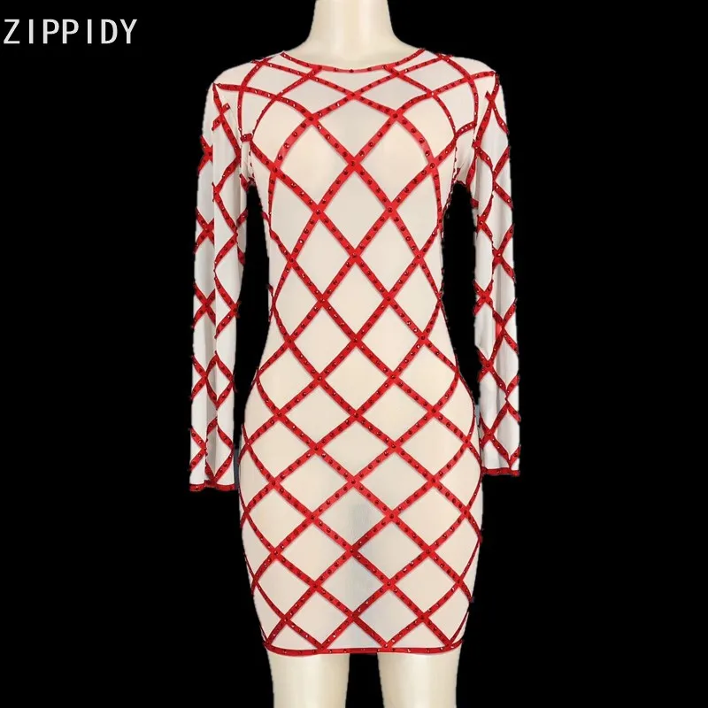 

Женское Сетчатое платье со стразами, прозрачное короткое платье для празднования дня рождения, выпускного вечера