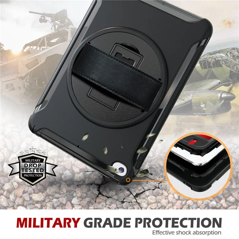Pu Funda для iPad Mini 5 2019 чехол 7 9 360 Поворот kickstand 4 3 2 1 планшета кожаный ремешок на руку