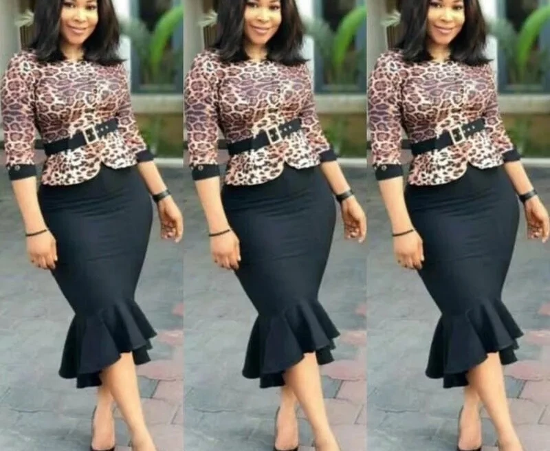 Осеннее платье с леопардовым принтом и ремнем хорошего качества|Женские платья| |