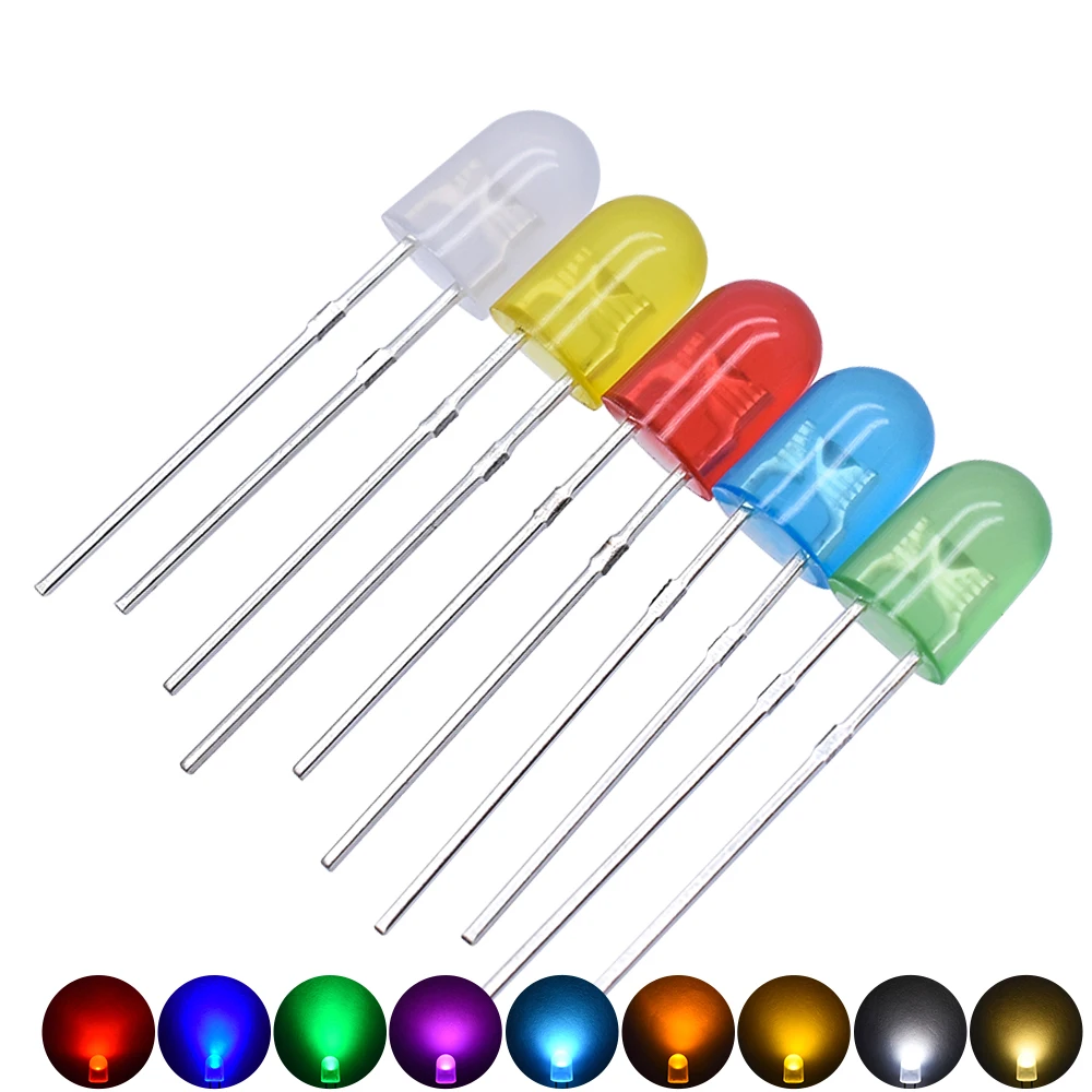 1000pcs/bag Czinelight Factory Price F5 5mm Oval Led Emitting Diode Lamp 546 White Red Green Blue Yellow Diffused Color