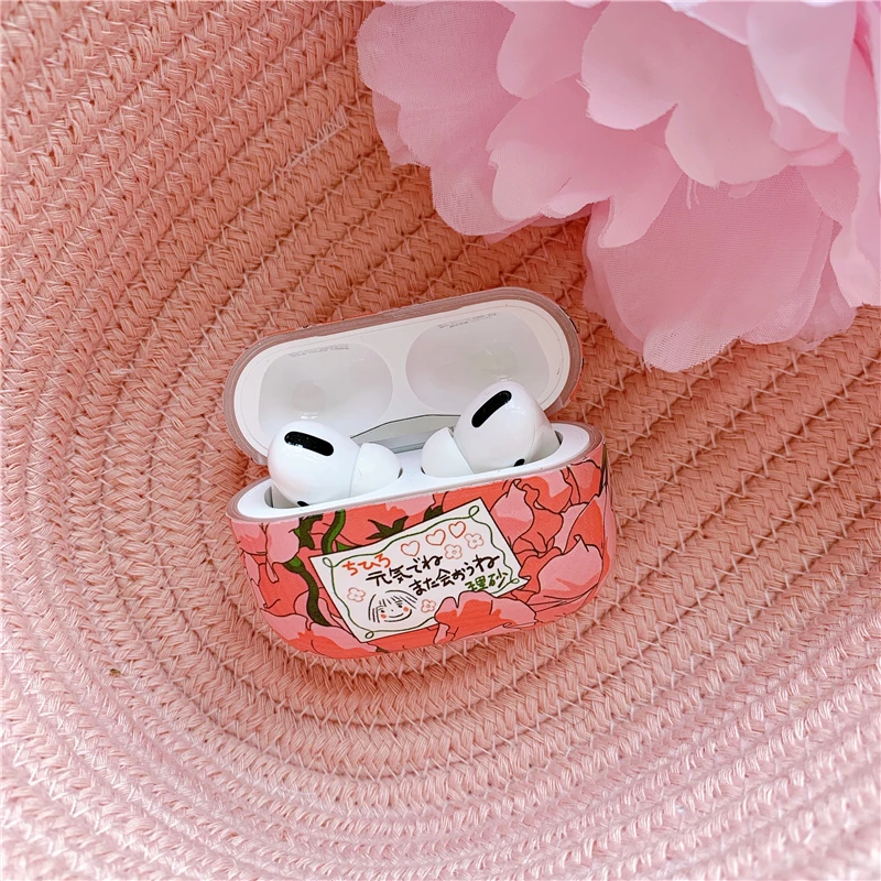 Pink Cute Japanese Peach wireless For iPhone airpods 1 2 headset Case Hard PC Girl Style High quality Cover | Электроника