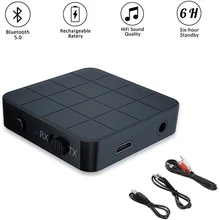 Kn321 2 in 1 Bluetooth 5.0 Receiver Audio Transmitter Usb Stereo 3.5mm to AUX jack and 2RCA cable for Tv Computer Car Adapter