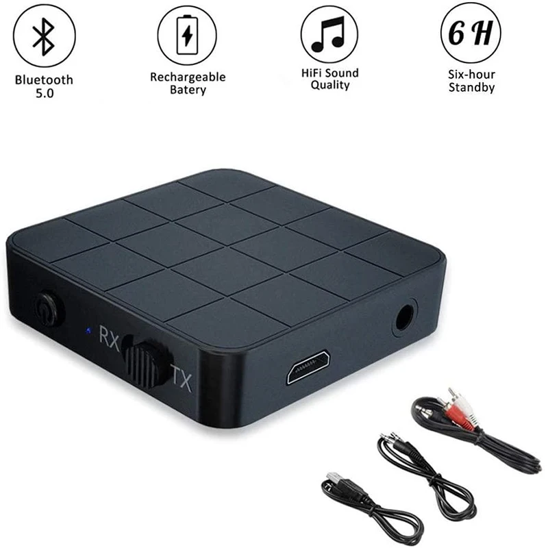Портативный приемник передатчик Kn321 2 в 1 с Bluetooth 5 0 Usb 3 мм на кабель AUX и КАБЕЛЬ 2RCA