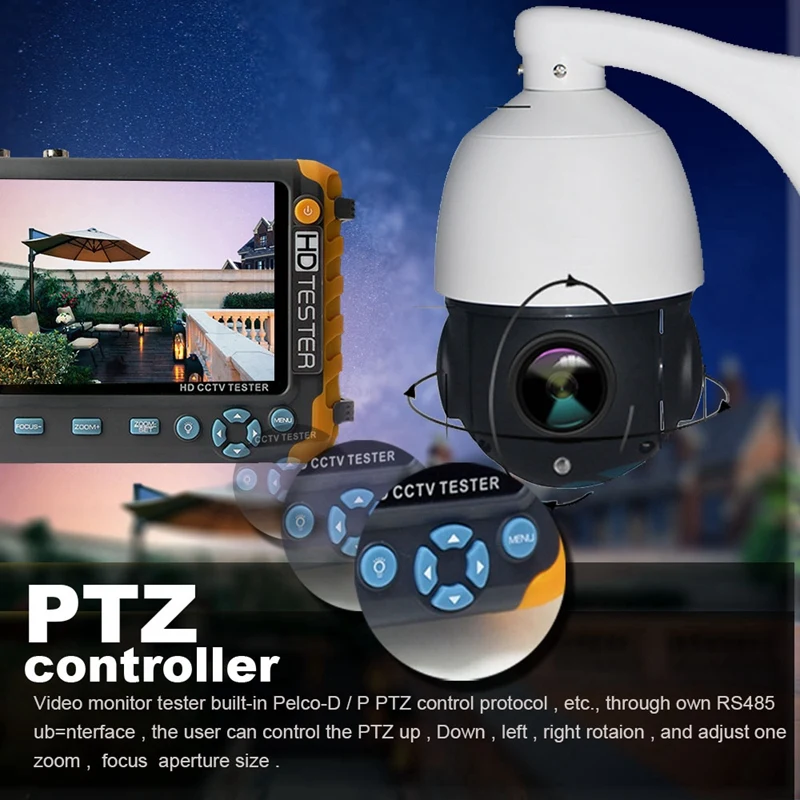 5-дюймовый Tft ЖК Hd 5Mp Tvi Ahd Cvi Cvbs Аналоговый тестер камеры безопасности монитор в