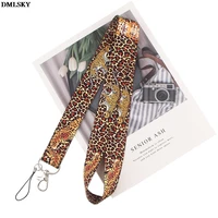 md052 dmlsky leopard lanyard keychain animals lanyards for keys badge id mobile phone rope kids gifts