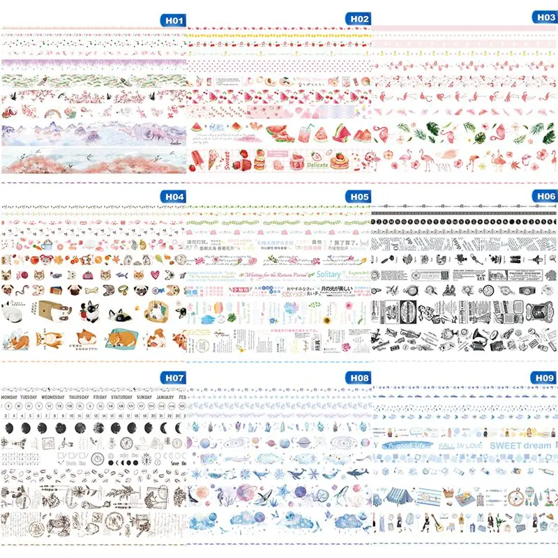 

Creative and paper tape set student DIY hand account material photo album diary decoration stickers 10 rolls