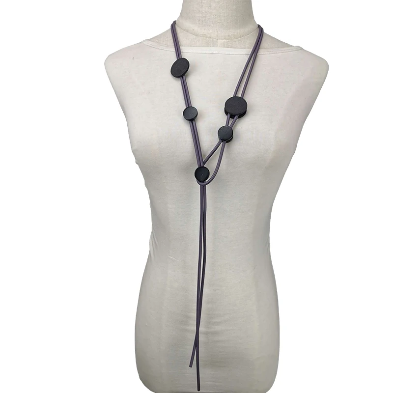 

UKEBAY New Long Statement Necklaces For Women Handmade Jewelry 5 Colors Rubber Necklace Chain Bohemia Ethnic Jewelry Accessories