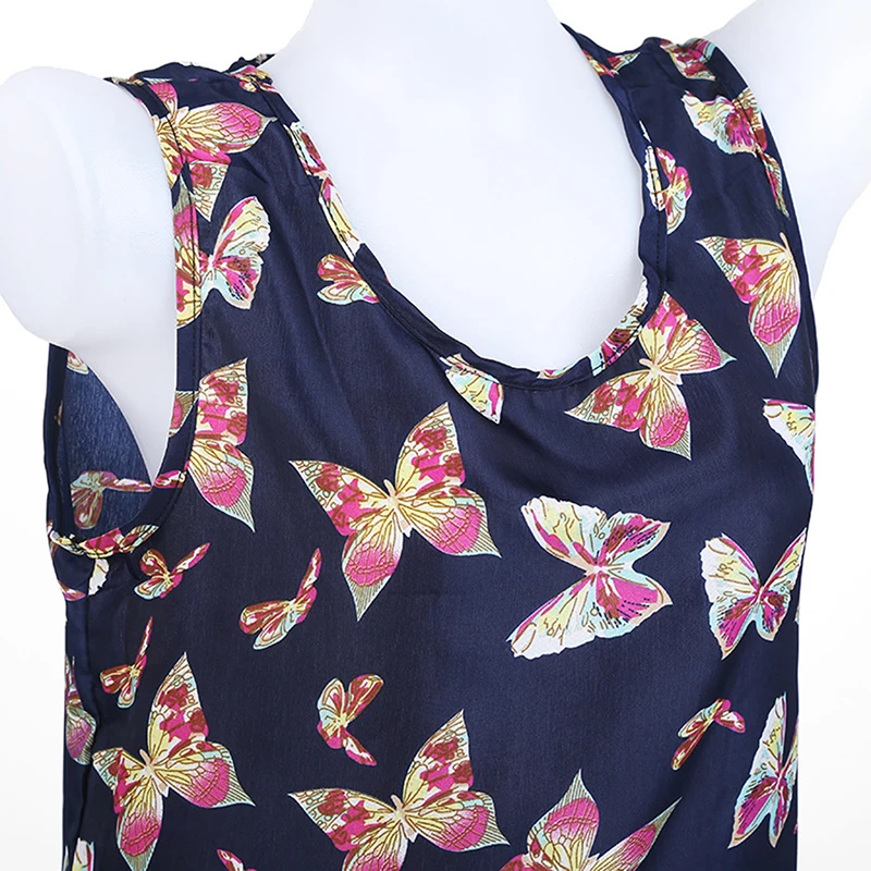 

New Summer 2020 Fashion Chiffon Printed Vest Women Tank Tops Butterfly Printed Tank Top Casual Sexy O-Neck Sleeveless Tank Top