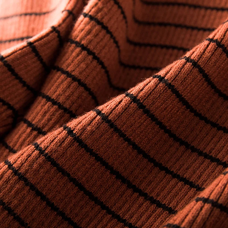 Новинка полосатый Женский кашемировый свитер с высоким воротником облегающий