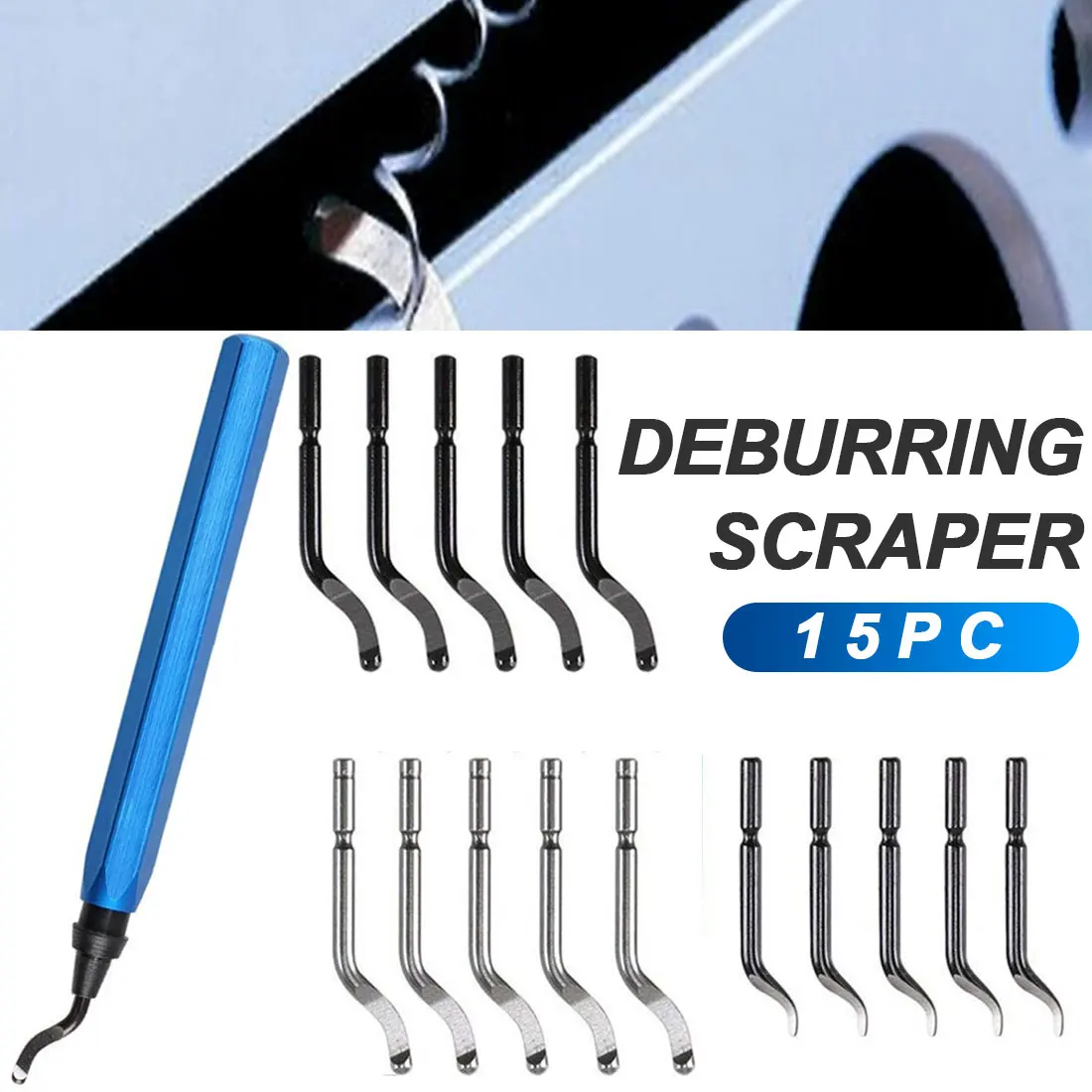 

Rotating Remover Deburring Blade Handling Burr Metal Repair Deburring Tool Kit15 Pieces Router Bit Manual Deburring Wood Plastic