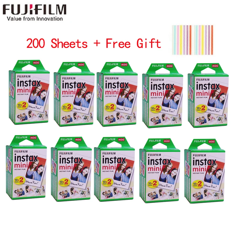 200 Sheets 10-200 листов Fujifilm instax mini 9 фильм белый край 3 дюймов широкий пленка для Фотоаппарат моментальной печати mini 8 7s 25 50s 90 фото бумага - Цвет: 200 Sheets