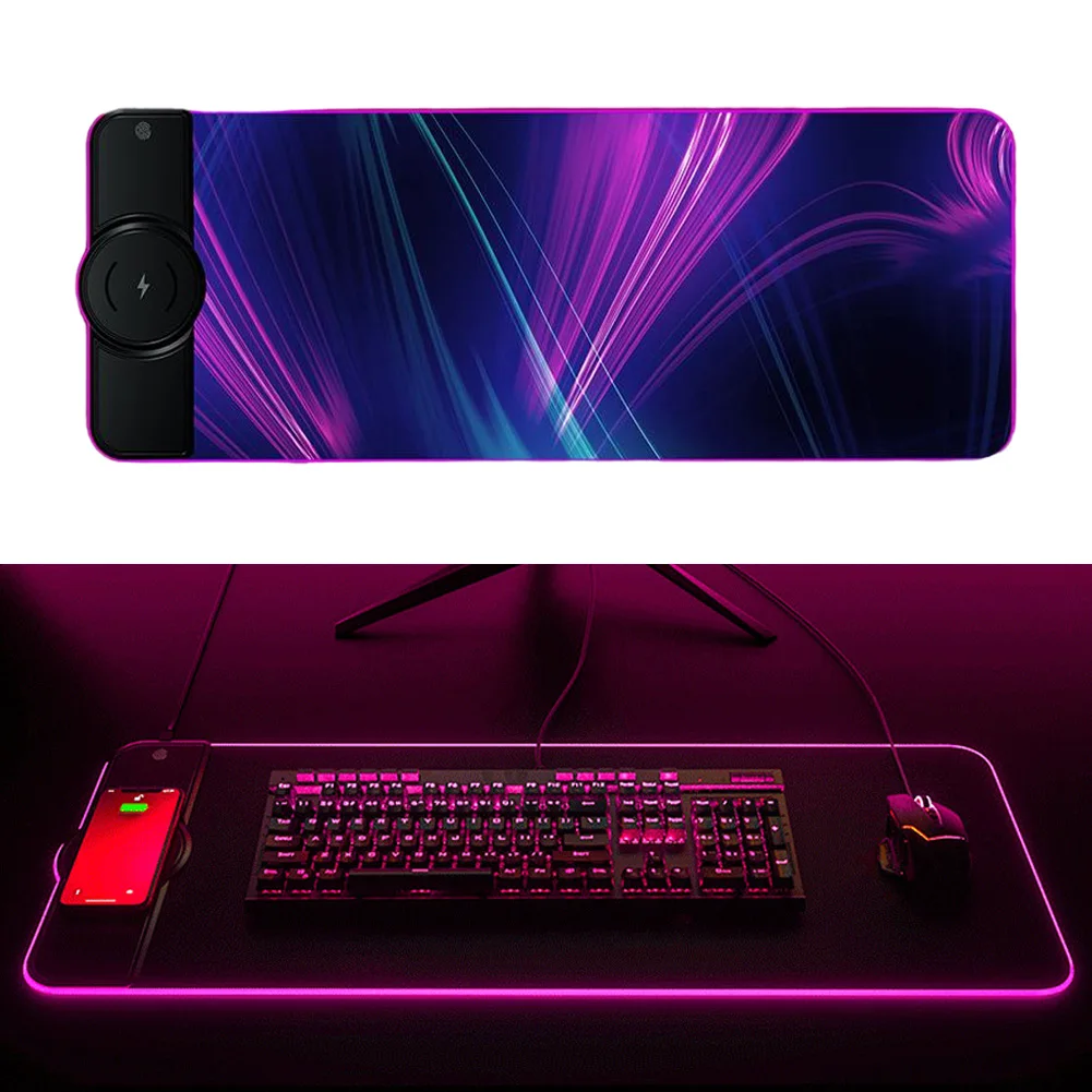 

Беспроводное зарядное устройство для телефона Qi RGB коврик для мыши 4*300*800 мм светящийся игровой коврик для мыши Коврик для мыши база для быст...