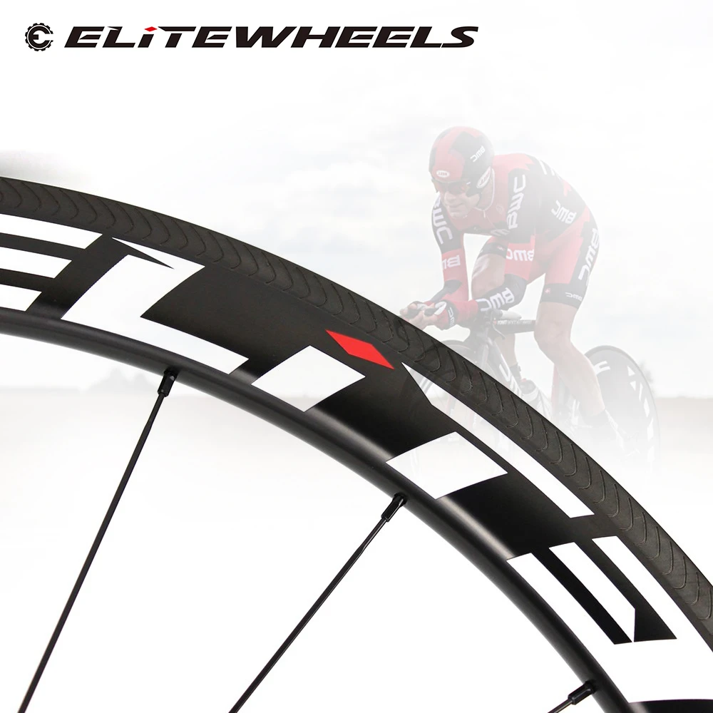 ELITEWHEELS 700c Углеродные шоссейные велосипедные колеса высокого класса белые