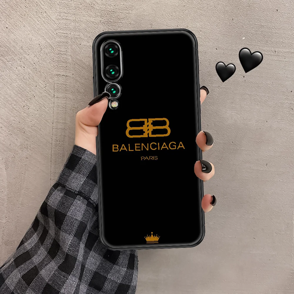 

Fashion B-Balenciagas Brand Phone case For Huawei P Mate P10 P20 P30 P40 10 20 Smart Z Pro Lite 2019 black luxury cell cover