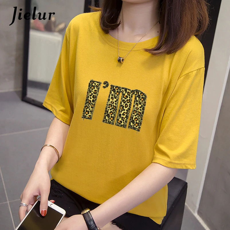 Футболка женская летняя с леопардовым принтом и надписью | Женская одежда