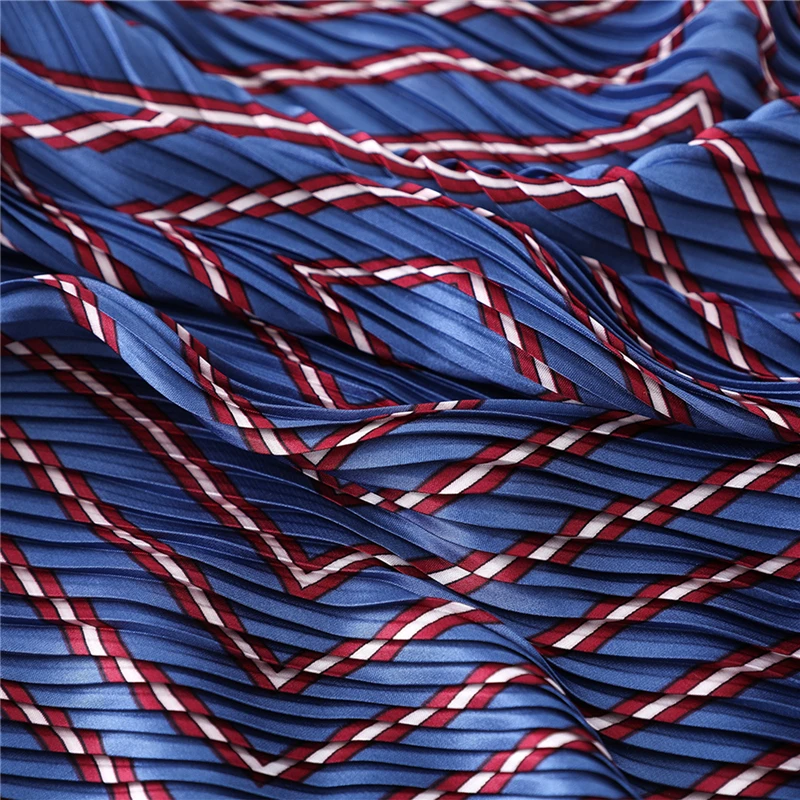 Женский шифоновый плиссированный шарф квадратный шейный платок в полоску