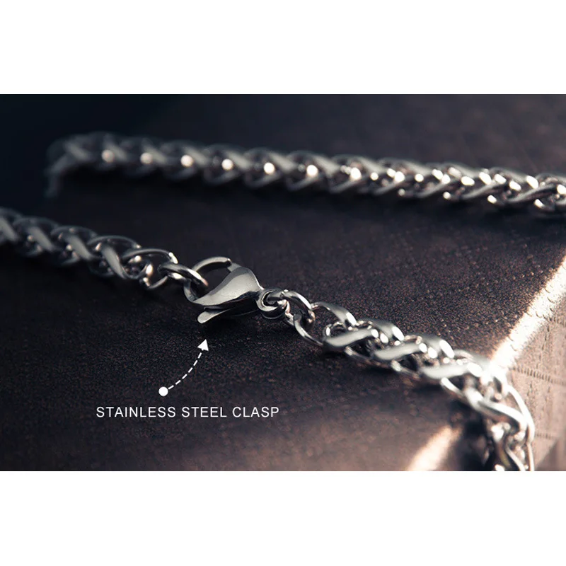 5 мм/6 мм Серебряный цвет/золотой цвет 100% нержавеющая сталь пшеничная плетеная