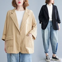free shipping fashion new autumn women korean version loose literature art one button solid color suit coat