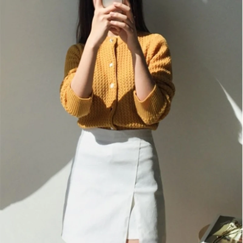 Colorfaith женские Свитера Осень Зима 2019 открытый стежок трикотажные минималистичные