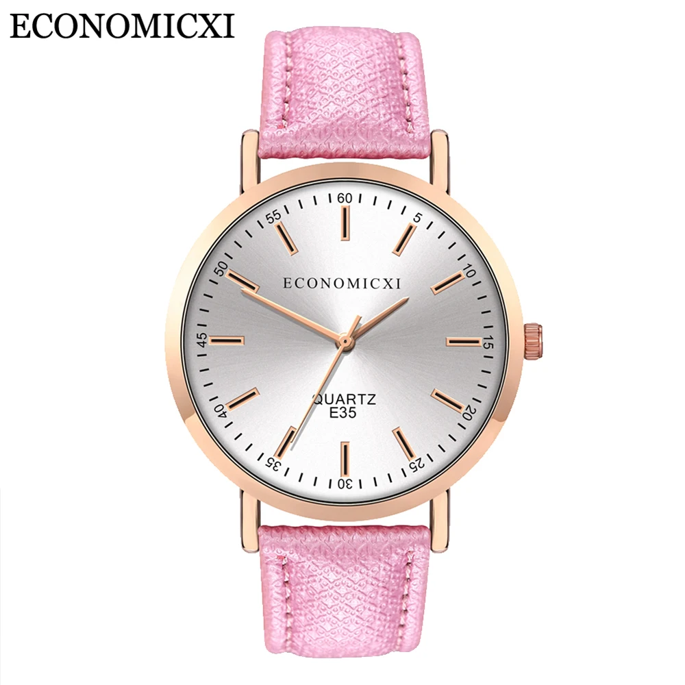 Модные Простые трендовые женские часы с кожаным ремешком роскошные подарки