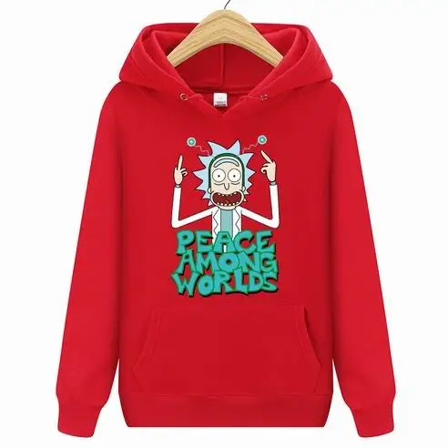 Мужская модная толстовка с капюшоном Rick and marty, новинка, повседневные мужские толстовки с капюшоном, толстовки с принтом, толстовки с капюшоном Rick marty - Цвет: Красный