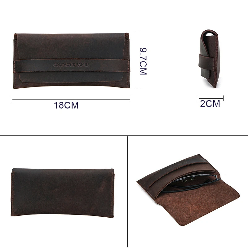 

Portable Eyeglasses Case Handmade Cow Leather Eye Glasses Bag for Sunglasses Protector Case Protable Soft Eyeglass Storage Pouch