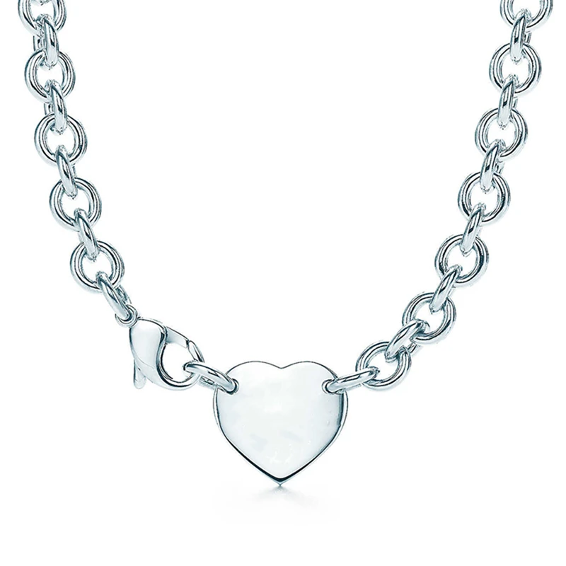 

1: 1 100% S925 Sterling Silver Classic Western Style U-shaped Heart Necklace Logo Birthday Gift Valentines Birthday GIFT