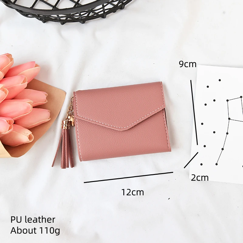 Складной короткий мини-кошелек женские маленькие кошельки с кисточками