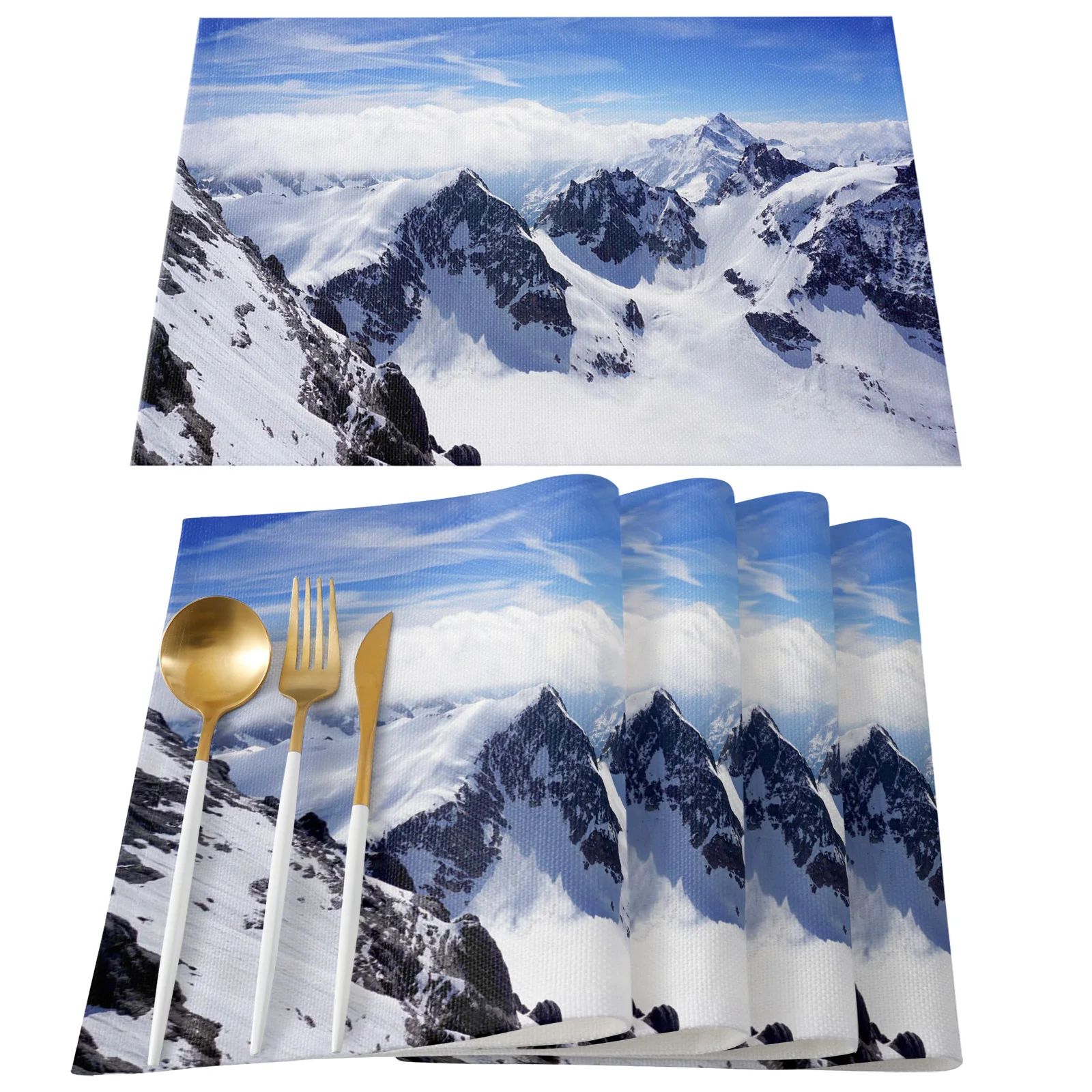 Snow Mountain Landscape Table Runner Wedding Decor Flag Christmas Decorations for Home Cloth | Дом и сад