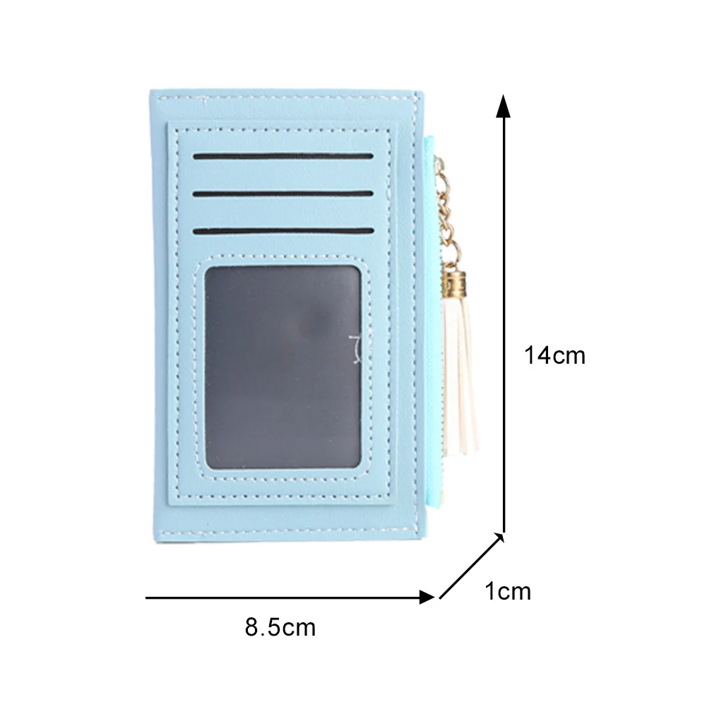 

Multi-slot Wallet Mini Lady Leather Coin Purse Solid Color Zipper Purse Card Bag Key Card Coin Holders Pouches