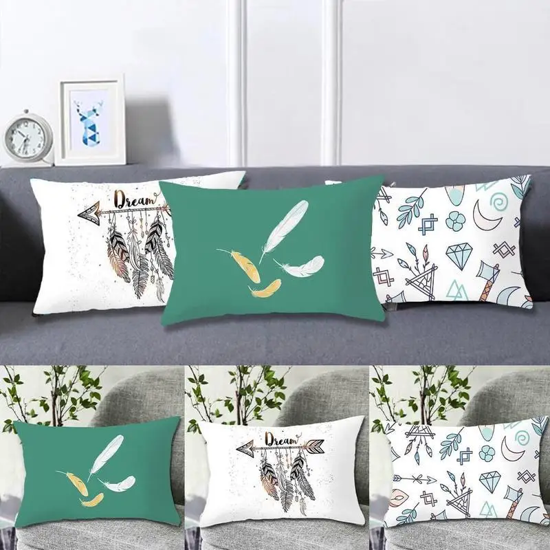 

Home Decoration Short Plush Pillow Case Feather Rectangular Bedroom Sofa 30x50cm Decor Cover Home Accessories Seat Soft Cus Z0V0